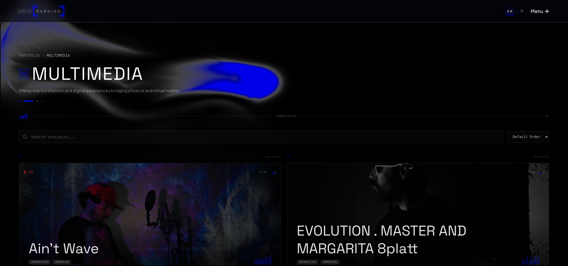 Aria Darvish multimedia portfolio screenshot