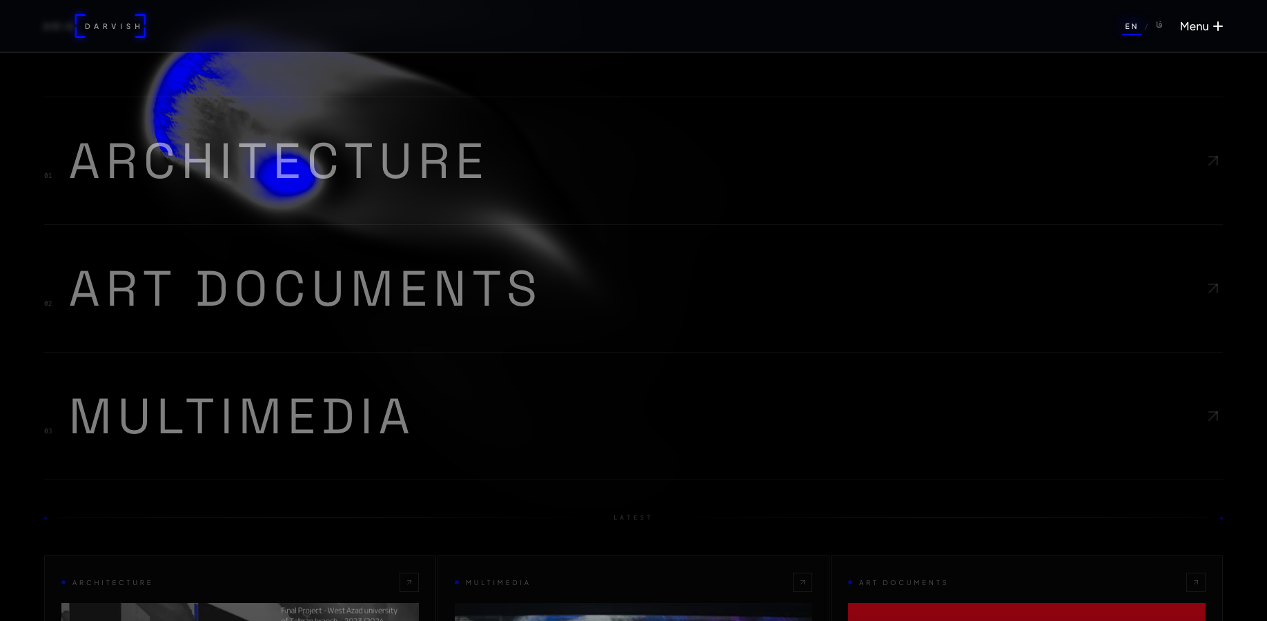 Aria Darvish visual artist portfolio website screenshot