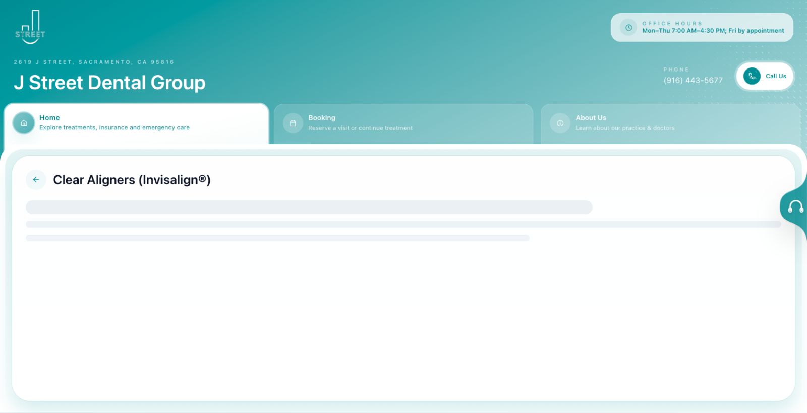J Street Dental aligners treatment page screenshot