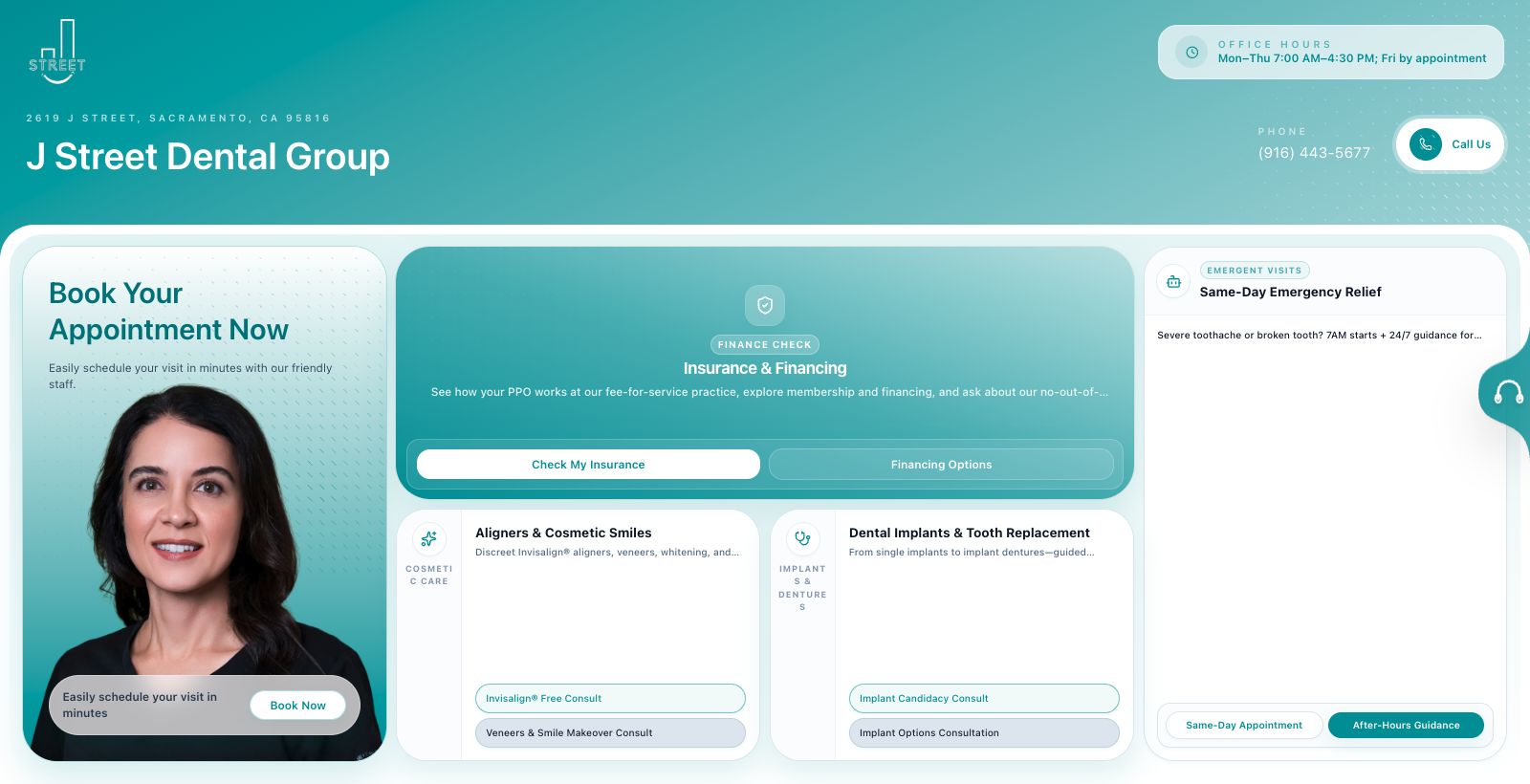 J Street Dental Group homepage screenshot