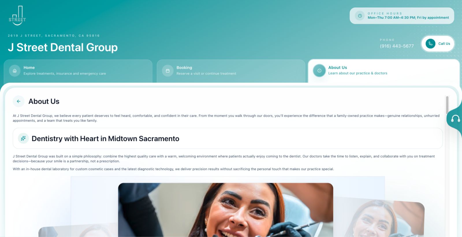 J Street Dental practice information screenshot