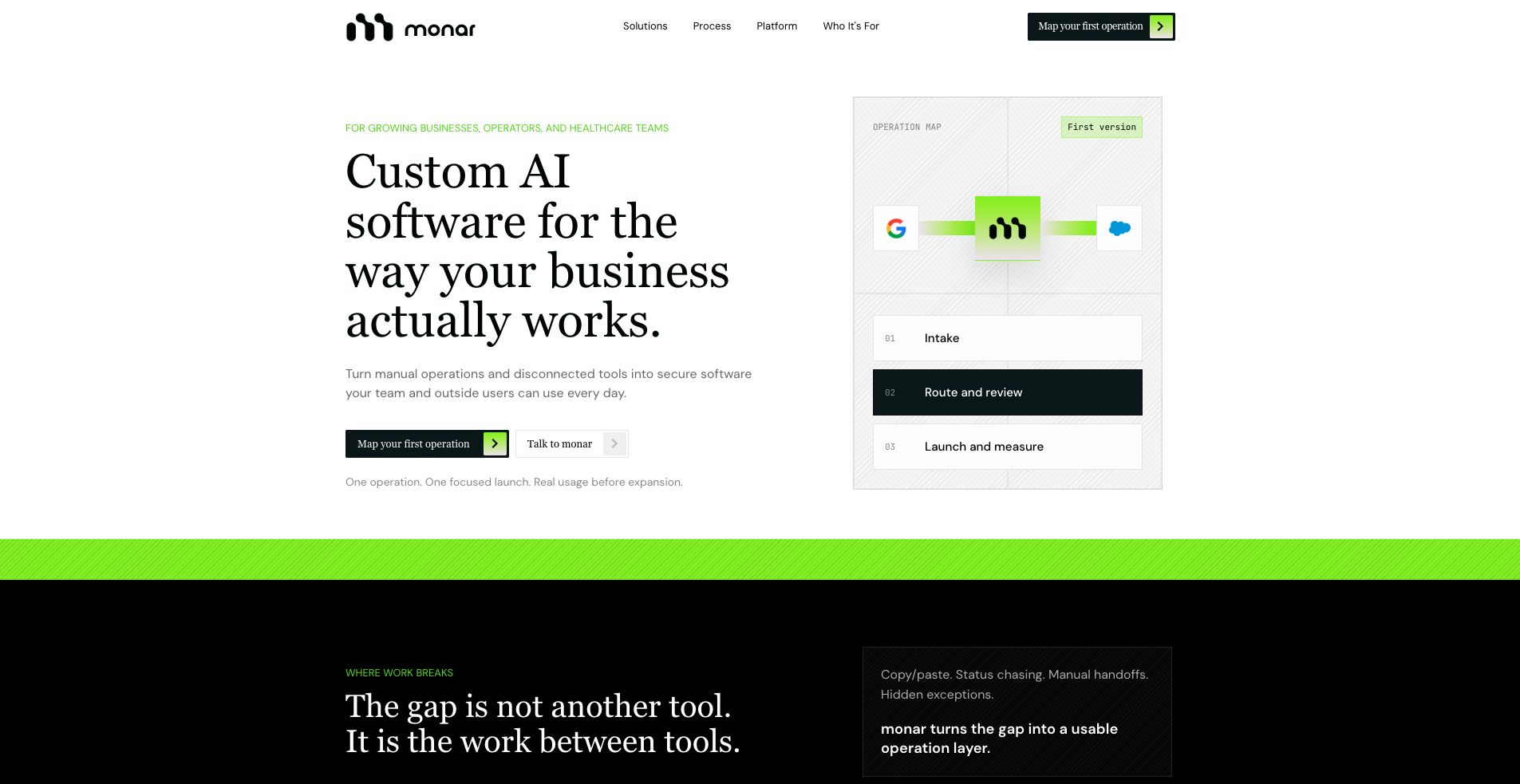 Monar business page screenshot