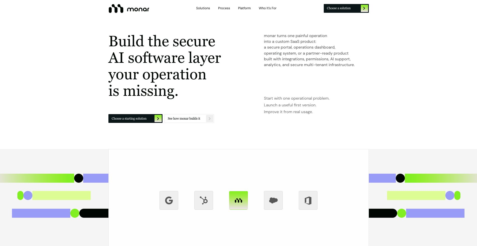 Monar homepage hero screenshot