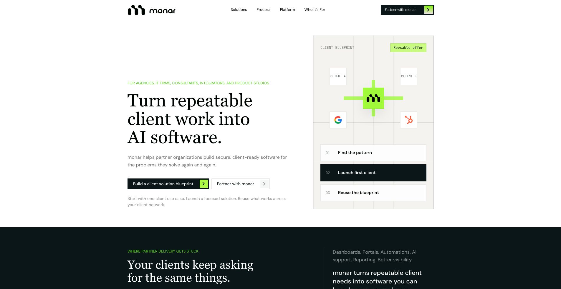 Monar partners page screenshot