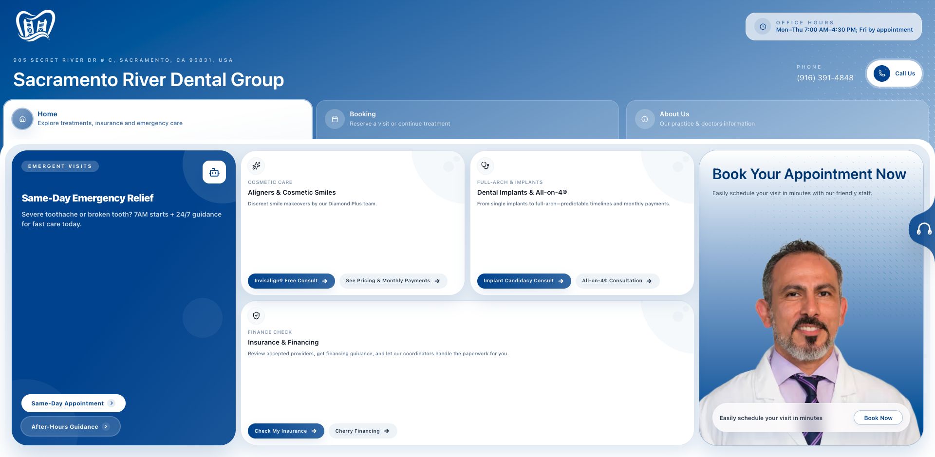 Sacramento River Dental Group website screenshot